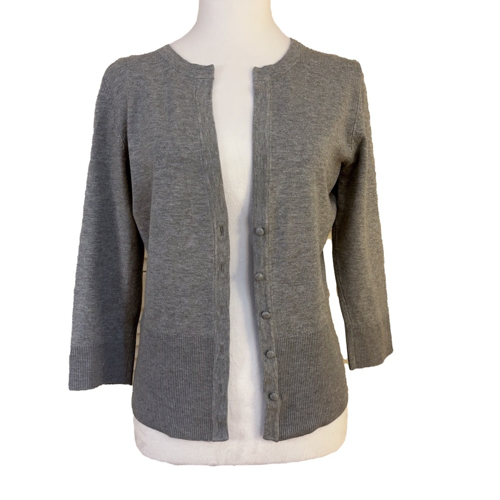 White House Black Market Cardigan Sweater Gray Medium
